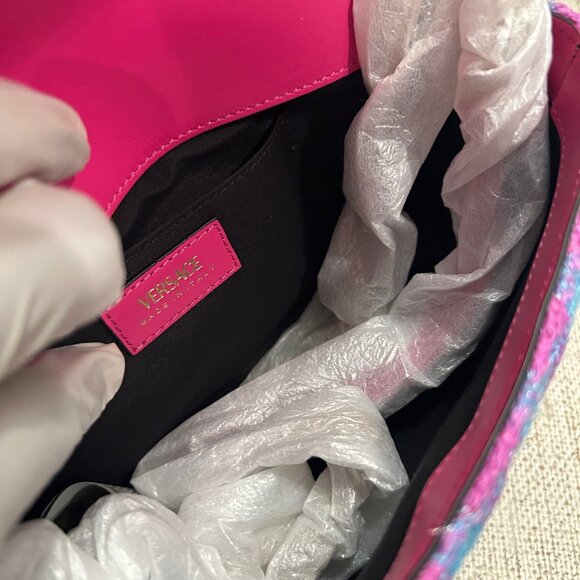 Versace La Medusa Quilted Tweed & Leather Logo Bag - Picture 10 of 13